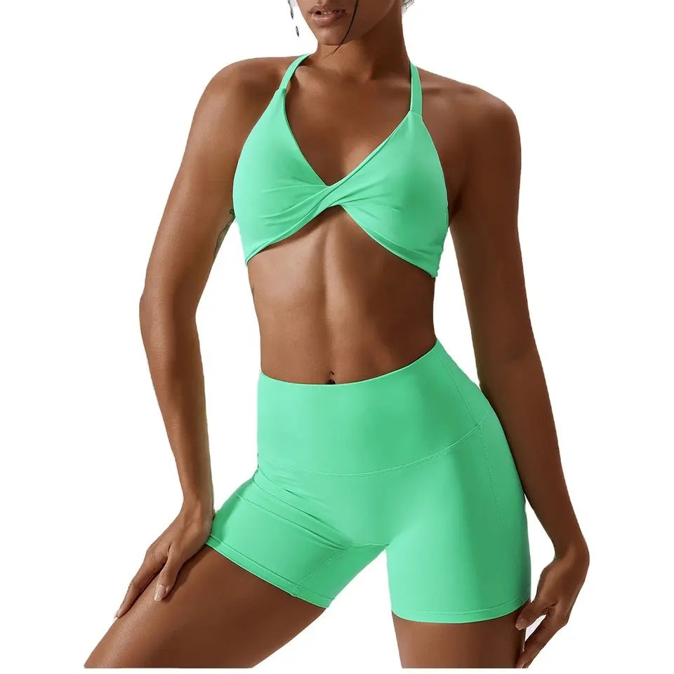 WOMENS - Open back / twist front shorts sets