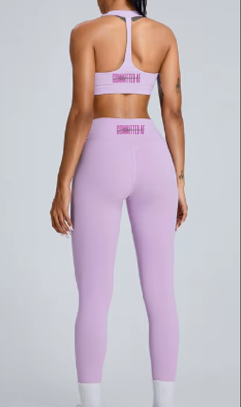 WOMENS- T BACK sports bra and Leggings sets LAVENDER