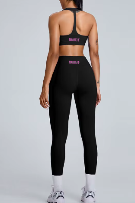 WOMENS- T BACK sports bra and Leggings sets BLACK