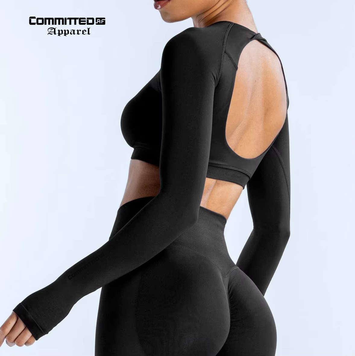 Women - Open Back Crop Long sleeve Top