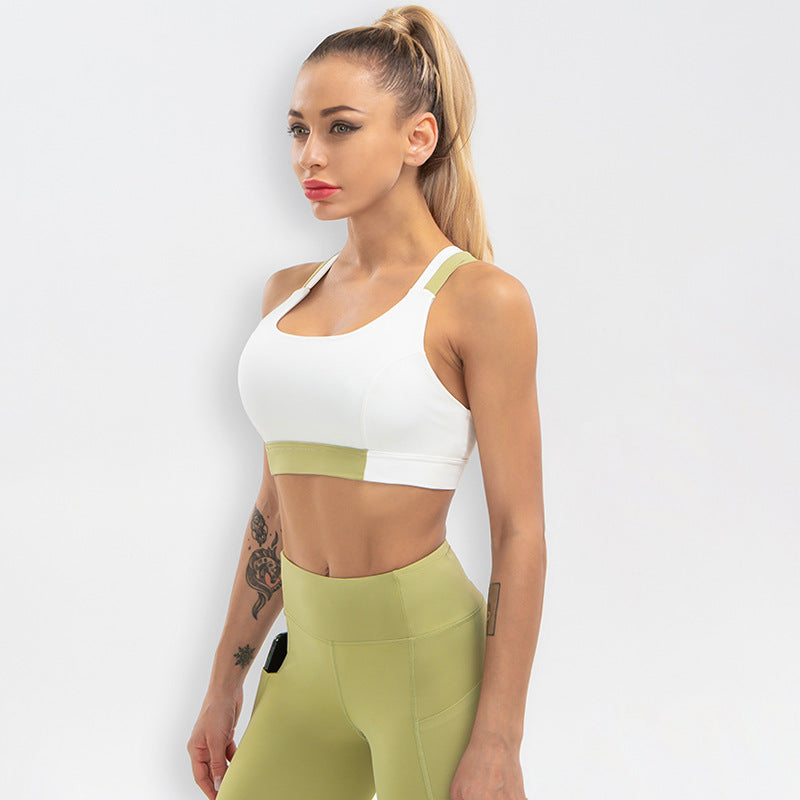 WOMENS- Two tone cross back sports bra