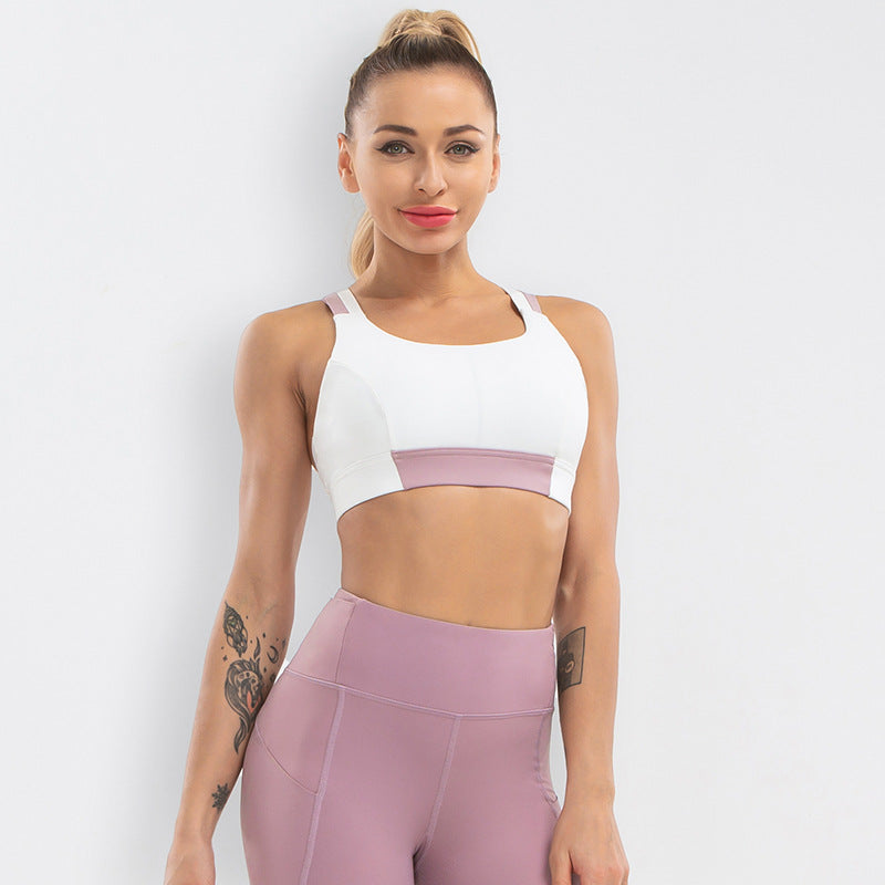 WOMENS- Two tone cross back sports bra