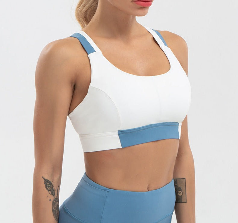 WOMENS- Two tone cross back sports bra