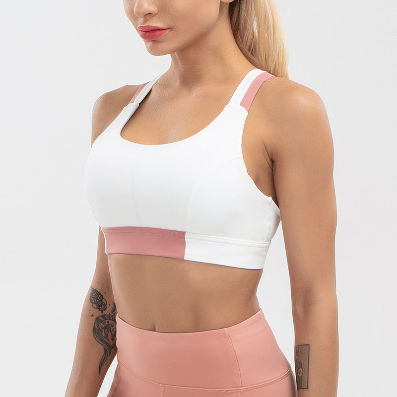 WOMENS- Two tone cross back sports bra